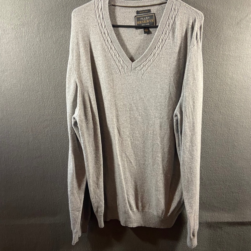 men cashmere wool sweater xxl gray V-Neck cable knit neutral‎ minimalist capsule